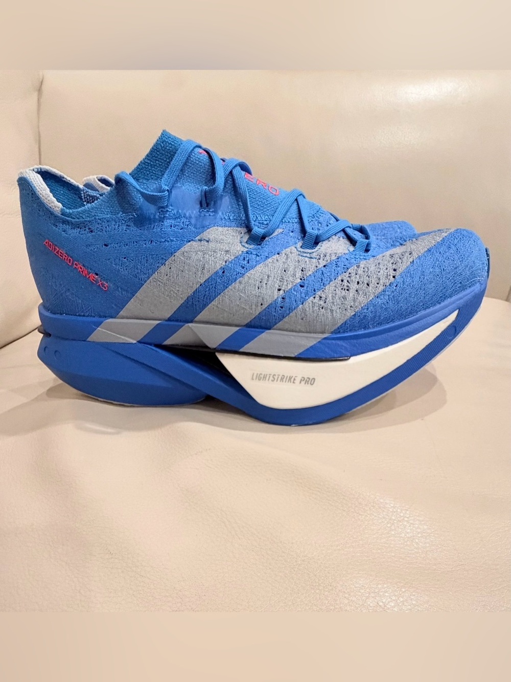 Adidas Adizero Prime X3 Strung Blue Running Shoes Men Size 9 Women 10 JQ0615 - Picture 2 of 16